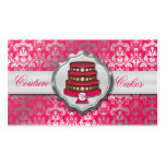 Electric Pink Cake Couture Glitzy Damask Bakery Business Card