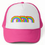 Electric Pink Retro Pixel Art Rainbow Happy Hat