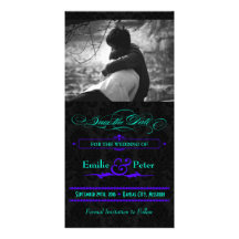 Electric Teal & Purple Photo Save the Date Photo Card