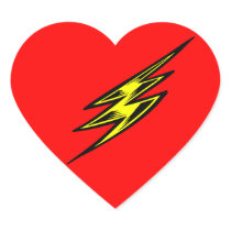 Electric Yellow Lightning Bolt Heart Sticker