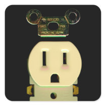 Electrical contractor outlet electricians business square stickers
