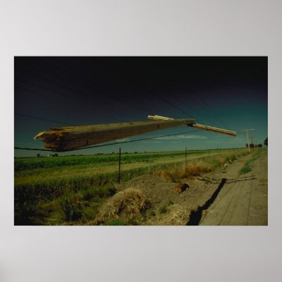 Electrical Pole Down On Wire Print by lionwoods37