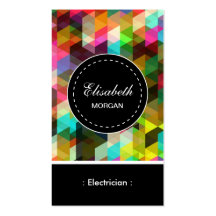 Electrician- Colorful Mosaic Pattern Business Cards
