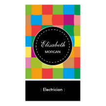 Electrician- Colorful Sqaure Pattern Business Card Template