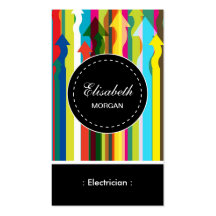 Electrician- Colorful Stripes Pattern Business Card Templates