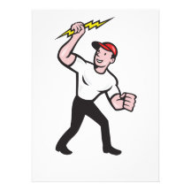 Electrician Construction Worker Cartoon Personalized Invitation