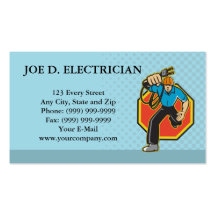 Electrician Construction Worker Retro Business Card Templates