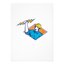 Electrician Construction Worker Retro Invites