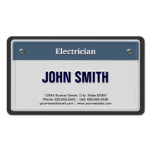 Electrician Cool Car License Plate Business Card Templates