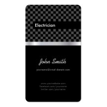 Electrician - Elegant Black Checkered Business Cards