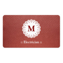 Electrician Lace Monogram Maroon Business Card
