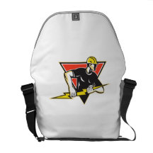 Electrician Lightning Bolt Retro Courier Bags