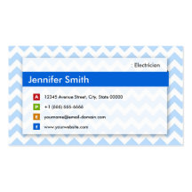 Electrician - Modern Blue Chevron Business Card Templates