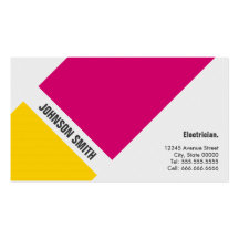 Electrician - Simple Pink Yellow Business Card Template