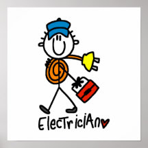 Electrician Stick Figure Print