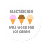 Electrician ... Will Work For Ice Cream Sticker