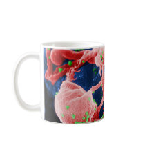Electron Micrograph of HIV-1 Budding Lymphocyte Coffee Mug