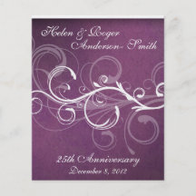 Elegant 25th Anniversary Purple Damask Swirl Flyer Design