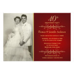 Elegant 40th Ruby Wedding Anniversary Invitations
