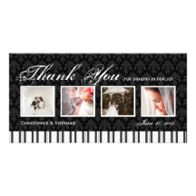 Elegant 4 Photo Wedding Thank You Photo Card