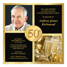 Elegant 50th Birthday Party Invitations with Photo