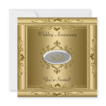 Elegant  50th Wedding Anniversary Gold White invitations