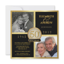Elegant 50th Wedding Anniversary Photo Invitations