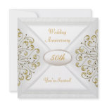 Elegant 50th Wedding Anniversary White Gold Custom Announcement