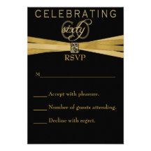Elegant 60th Birthday Party Invitations RSVP Card