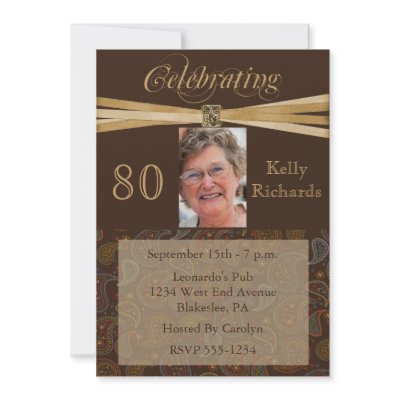 Elegant 80th Birthday Party  Photo Invitations by NightSweatsDiva