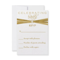 Elegant 90th Birthday Party Invitations RSVP Card