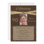 Elegant 90th Birthday Party  Photo Invitations