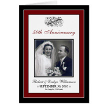 Elegant Anniversary Party Custom Card (red)