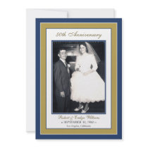 Elegant Anniversary Party Invitation (blue/gold)