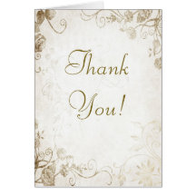 Elegant Antique Gold Vintage Wedding Thank You Greeting Cards