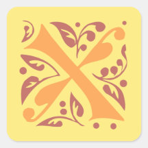 Elegant antique medieval letter X Square Stickers
