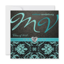 Elegant Aqua blue Class of 2012 Graduation Invites