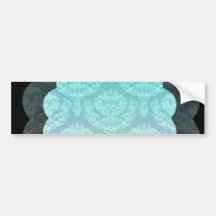 Elegant aqua damask ribbon bumper sticker