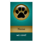 elegant aqua teal paw print pet care Business Card