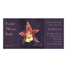 Elegant art deco black orchid Bridal Shower invite Photo Card