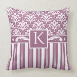 Elegant Art Deco Dusty Rose Damask and Stripes Pillows