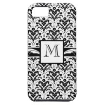 Elegant Art Deco Floral Damask Custom Monogram iPhone 5 Covers
