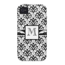 Elegant Art Deco Floral Damask Custom Monogram iPhone 4 Covers