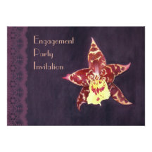 Elegant art deco orchid engagement party invites