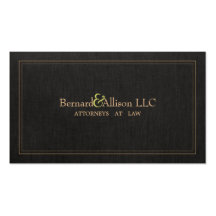 Elegant Attorney Faux Black Linen Business Card