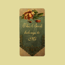 Elegant Autumn Rose Bookplate labels