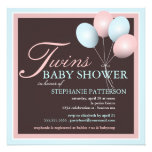 Elegant Baby Balloon Twins Baby Shower Invitation