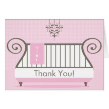 Elegant Baby Crib Baby Shower Thank You Note Card