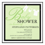 Elegant Baby Shower Clothes Line Green Invitation