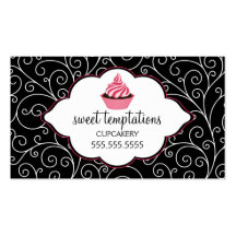Elegant Bakery Cupcake Business Cards